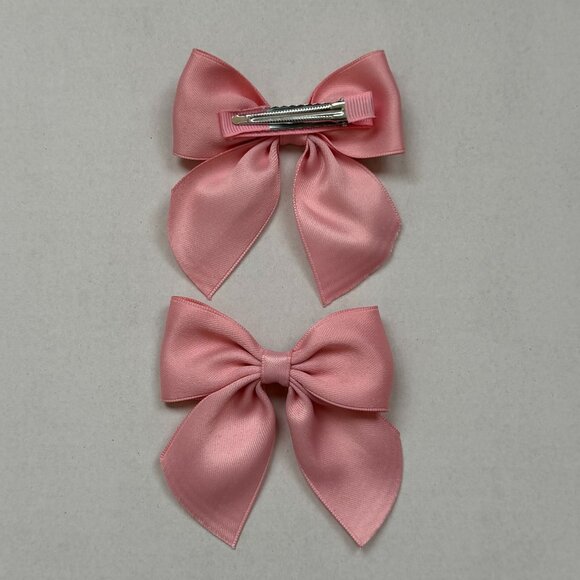 2-Pack Pink Satin Hair Bows - Picture 2 of 3